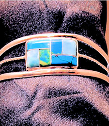Rectangular Inlaid Stone Southwest Turquoise Cuff Bracelet