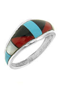 Zuni Inspired Inlaid STERLING SILVER Ring #2