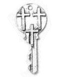 Key with 3 crosses pewter pendant