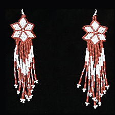 Rose flower Brown seed bead earrings