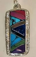 Rainbow Multi Stone Rectangular Inlaid Pendant