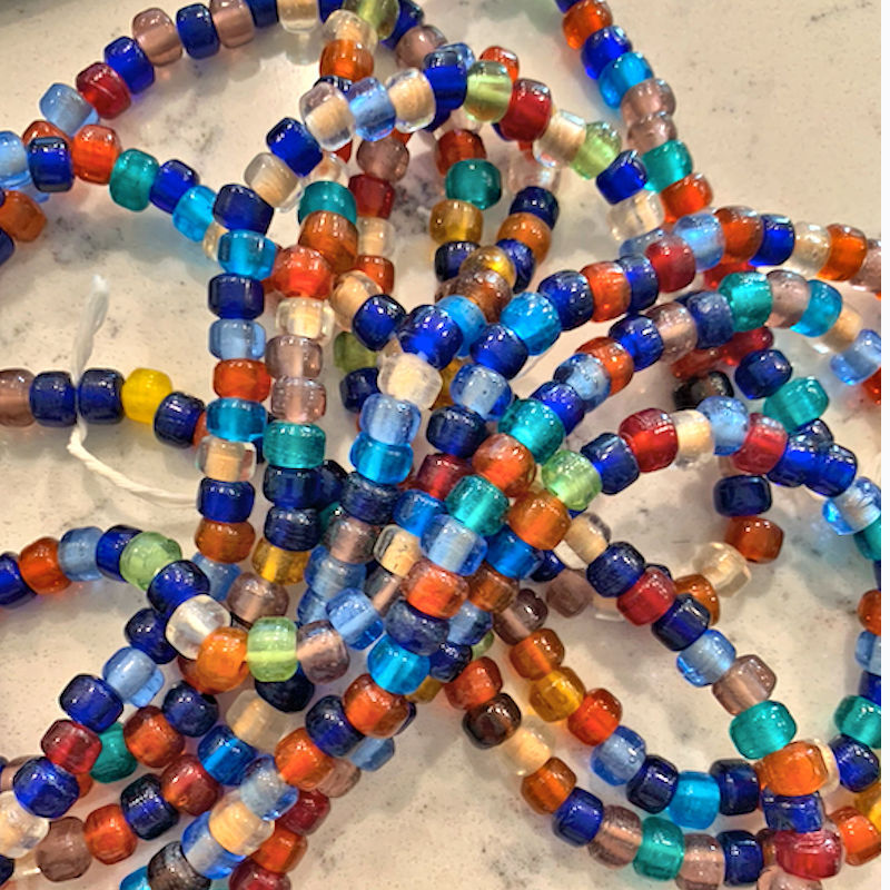 Mixed Bag of Blue Glass Beads 100 Beads