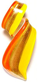 Orange Gold Yellow Twisted TIE Murano Glass Pendant