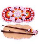 Pink Sun Dance Beaded Barrette with Fringes