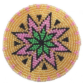 2.5" Pink and Green Morning Star Medallion