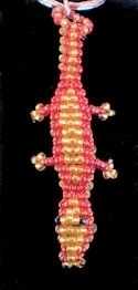 Red and gold Gecko beaded keychain