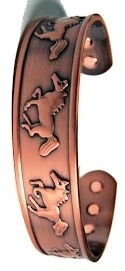 Embossed Running Horses Magnetized Copper Bracelet