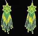 Lime Green and Yellow Shooting Star seed bead earrings