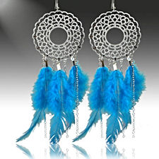 Silver & Turquoise Feather Earrings