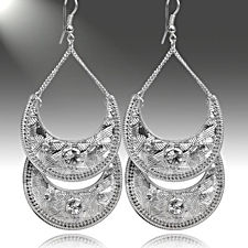 Silver Crystal Rhinestone Dangle Earrings