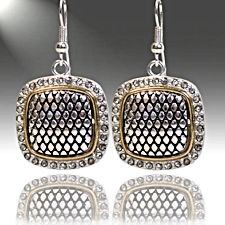 Silver and Gold White Diamond CZ Earrings