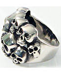 Stacked Skulls Silver BIKER Ring