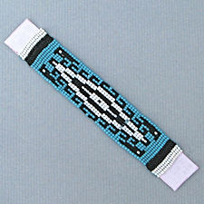 Turquoise and Black Yei Iron On Bead Strip, 1'''' x 5''''