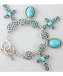 Turquoise Flowers and Crosses Bracelet