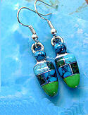 Lime and Turquoise Shaman Head Stone Earrings