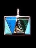 Abalone, Malachite, & Turquoise Inlaid Pendant #008
