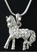 Austrian Crystal Horse Charm Pendant Necklace