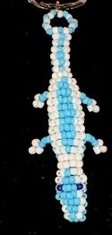 Blue and white Gecko beaded keychain