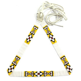 Yellow and White Beaded Hatband or Belt