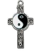 Ying Yang Ankh cross pewter pendant